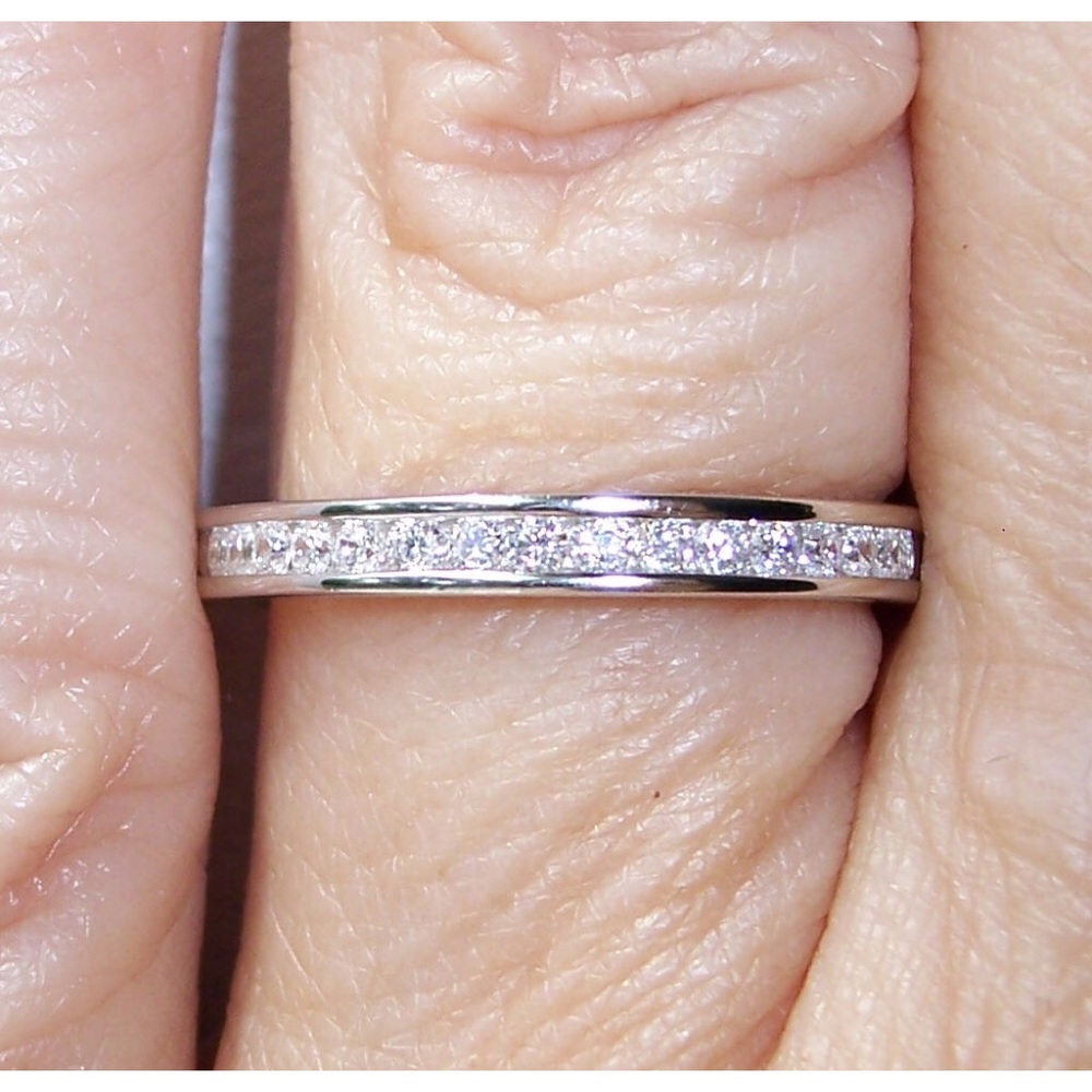 925 STERLING SILVER 2.5 (mm) Channel Set CZ Eternity Band Ring